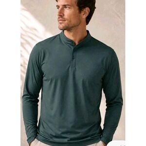 NWT Mantra Essential Polo Treeline LS Shirt Minimalist Quiet Luxury XL